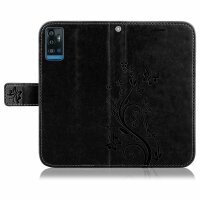 Handyhülle für ZTE Blade A71 – Klapphülle Blume Schwarz