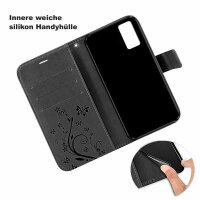 Handyhülle für ZTE Blade A71 – Klapphülle Blume Schwarz