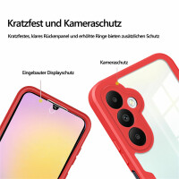 360° Hülle für Samsung A35, 360 Grad Handyhülle mit Integriertem Displayschutz Rot