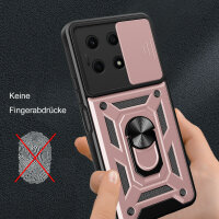 Outdoor Panzer Hülle Honor X8A Handyhülle mit Slide Kameraschutz Ringhalter Rosegold