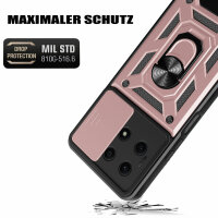 Outdoor Panzer Hülle Honor X8A Handyhülle mit Slide Kameraschutz Ringhalter Rosegold