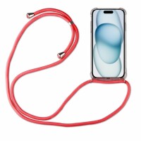 Handykette für Apple iPhone 15 Serie Hülle Handyhülle mit Band Hülle mit Kordel Rot iPhone 15 Pro Max