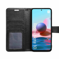 Schutz Hülle Xiaomi Redmi Note 10 Handy Tasche Flip Case Etui Schale TPU Wallet Schwarz