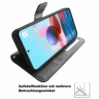 Schutz Hülle Xiaomi Redmi Note 10 Handy Tasche Flip Case Etui Schale TPU Wallet Schwarz