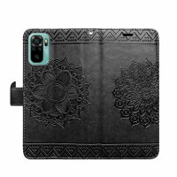 Schutz Hülle Xiaomi Redmi Note 10 Handy Tasche Flip Case Etui Schale TPU Wallet Schwarz