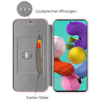 Handy Tasche für Samsung Galaxy A51 SM-A515 Hülle Case Buchhülle Klapphülle TPU Magnet Case Rosegold