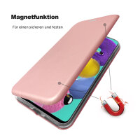 Handy Tasche für Samsung Galaxy A51 SM-A515 Hülle Case Buchhülle Klapphülle TPU Magnet Case Rosegold