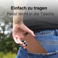 Hülle Handyhülle Stoßfeste Handy Tasche Ultra-Dünn Case Leder Bumper für Samsung Galaxy A15 Braun