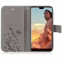 Huawei P20 Handy Tasche Handyhülle Wallet Schutz Buch Hülle Blumen Flip Cover