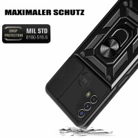 Outdoor Panzer Hülle Motorola Moto E20 E30 E40 Handyhülle Kameraschutz Ringhalte Schwarz