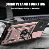 Outdoor Panzer Hülle Motorola Moto G14 Handyhülle mit Kameraschutz Ringhalter Rosegold