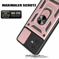 Outdoor Panzer Hülle Motorola Moto G14 Handyhülle mit Kameraschutz Ringhalter Rosegold