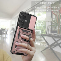 Outdoor Panzer Hülle Motorola Moto G14 Handyhülle mit Kameraschutz Ringhalter Rosegold