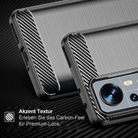 Handyhülle für Xiaomi 12 / 12X Silikon Carbon Bumper Case Schwarz