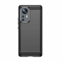 Handyhülle für Xiaomi 12 / 12X Silikon Carbon Bumper Case Schwarz