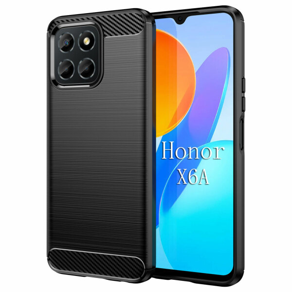 Honor X6A Carbon Hülle Outdoor Handyhülle Bumper Case Cover Handy Tasche TPU