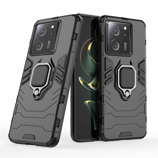 Hülle Xiaomi 13T / 13T Pro Handyhülle Drehbar Ringhalter Magnet Bumper Case Schwarz