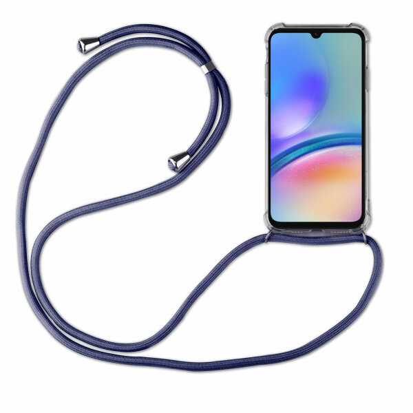 Handykette für Samsung Galaxy A05s Handyhülle mit Band Case TPU Hülle mit Kordel Blau