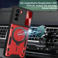Outdoor Panzer Hülle für ZTE Handyhülle mit Slide Kameraschutz Ringhalter Bumper Blade V40 Vita Rot