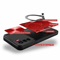 Outdoor Panzer Hülle für ZTE Handyhülle mit Slide Kameraschutz Ringhalter Bumper Blade V40 Vita Rot