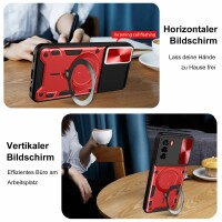 Outdoor Panzer Hülle für ZTE Handyhülle mit Slide Kameraschutz Ringhalter Bumper Blade V40 Vita Rot