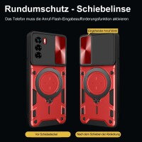 Outdoor Panzer Hülle für ZTE Handyhülle mit Slide Kameraschutz Ringhalter Bumper Blade V40 Vita Rot