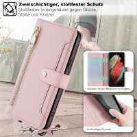 Handykette für Samsung Galaxy S21 Ultra – Handyhülle mit Band PU-Leder Rosa