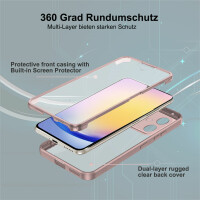 360° Hülle für Samsung A25, 360 Grad Handyhülle mit Integriertem Displayschutz Rosa