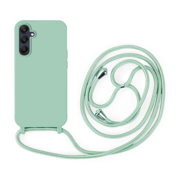 Handykette für Samsung Hanyhülle mit Band Hülle mit Kodel Smartphone Halskette Galaxy A25 Mintgrün