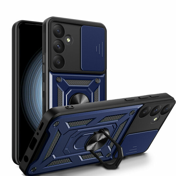 Outdoor Panzer Hülle für Samsung Galaxy A35 mit Kameraschutz Ringhalter Bumper  Blau