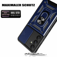 Outdoor Panzer Hülle für Samsung Galaxy A35 mit Kameraschutz Ringhalter Bumper  Blau