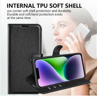 Handyhülle für Apple iPhone 15 Plus - Klapphülle PU-Leder Schwarz