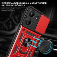 Outdoor Panzer Hülle Xiaomi Redmi 13C / Poco C65 Handyhülle Kameraschutz Ringhal Rot