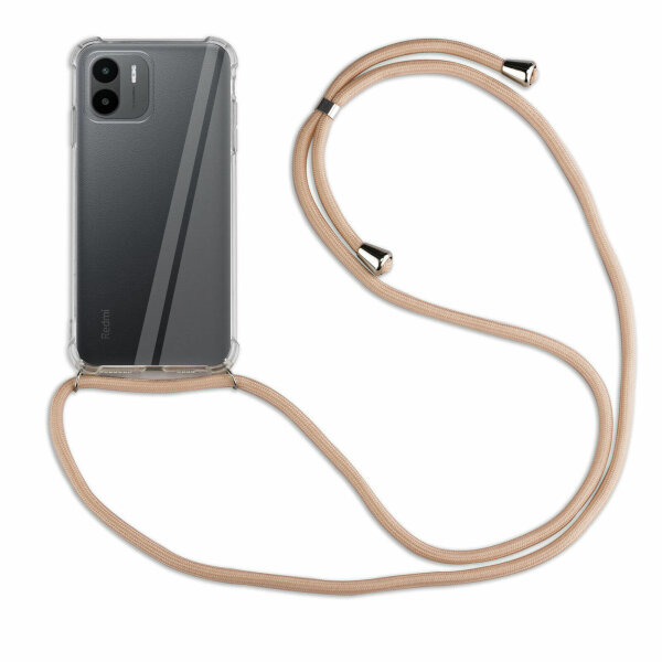 Handykette für Xiaomi Redmi A2 Handyhülle mit Band Hülle mit Kordel Handy Tasche Beige / Braun