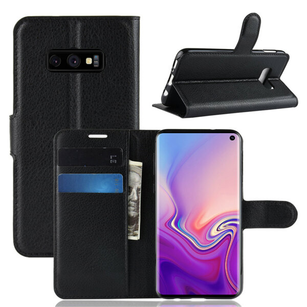 Handy Tasche für Samsung Galaxy Cover Case Buch Klapp Schutz Hülle Etui Wallet Samsung Galaxy S10E SM-G970 Schwarz