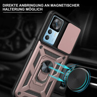 Outdoor Panzer Hülle für Xiaomi 12T / 12T Pro mit Kameraschutz Ringhalter Rosegold