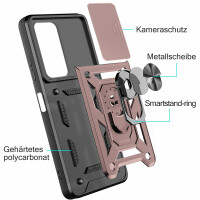 Outdoor Panzer Hülle für Xiaomi 12T / 12T Pro mit Kameraschutz Ringhalter Rosegold