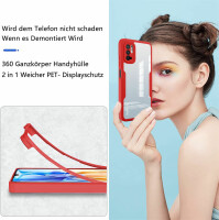 360° Grad Hülle Xiaomi Redmi Note 10 5G vollschutz Integriertem Displayschutz Rot