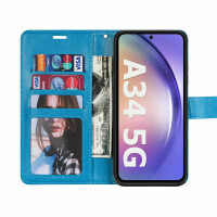 Handy Tasche für Samsung Galaxy A34 5G Hülle Handyhülle Klapphülle Wallet Case Blau