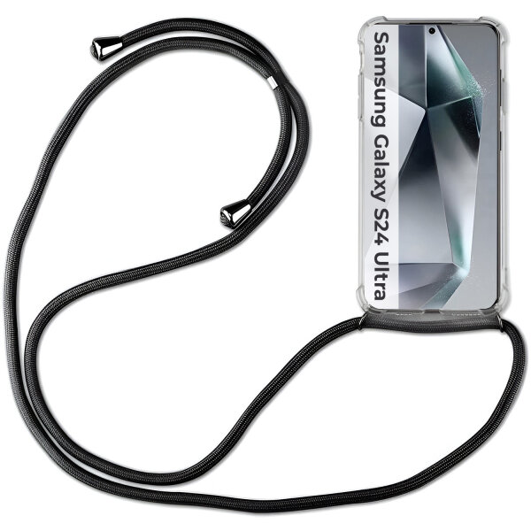 Handykette für Samsung S21 S22 S23 S24 FE Plus Ultra Handyhülle mit Band Hülle Galaxy S24 Ultra Schwarz