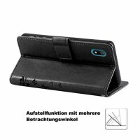 Huawei Handy Tasche Handyhülle Schutz Hülle Blumen Flip Cover Buch Case Etui Huawei Y5 2019 Blau
