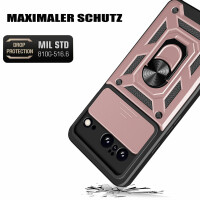 Outdoor Panzer Hülle Google Pixel 8 Handyhülle mit Kameraschutz Ringhalter Cover Rosegold