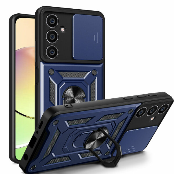 Outdoor Panzer Hülle für Samsung Galaxy S23 FE mit Kameraschutz Ringhalter Case Blau