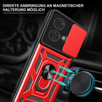 Outdoor Panzer Hülle Motorola Edge 40 Neo Handyhülle mit Kameraschutz Ringhalter Rot