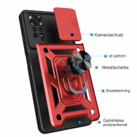 Outdoor Panzer Hülle Motorola Edge 40 Neo Handyhülle mit Kameraschutz Ringhalter Rot