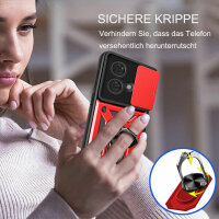 Outdoor Panzer Hülle Motorola Edge 40 Neo Handyhülle mit Kameraschutz Ringhalter Rot