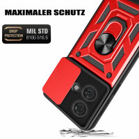 Outdoor Panzer Hülle Motorola Edge 40 Neo Handyhülle mit Kameraschutz Ringhalter Rot