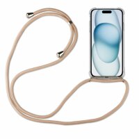 Handykette für Apple iPhone 15 Serie Hülle Handyhülle mit Band Hülle mit Kordel Beige / Braun iPhone 15 Plus