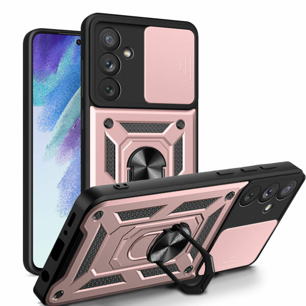 Outdoor Panzer Hülle für Samsung Galaxy A54 5G mit Kameraschutz Ringhalter  Rosegold