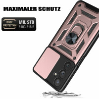 Outdoor Panzer Hülle für Samsung Galaxy A54 5G mit Kameraschutz Ringhalter  Rosegold